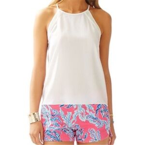 Lilly Pulitzer Jolie Silk Halter Top Resort White Women’s Small NEW‎